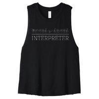 Deaf Pride Trendy Interpreter Asl Sign Language Gift Women's Racerback Cropped Tank