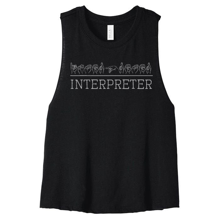 Deaf Pride Trendy Interpreter Asl Sign Language Gift Women's Racerback Cropped Tank