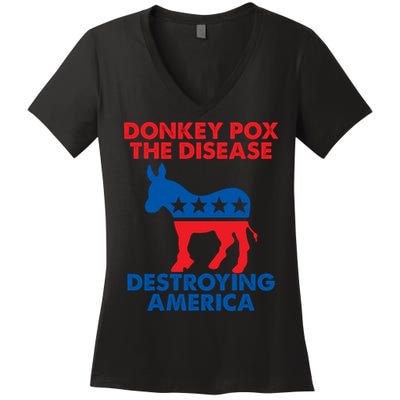 Donkey Pox The Disease Destroying America DonkeyPox Women's V-Neck T-Shirt