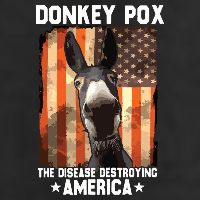 Donkey Pox The Disease Destroying America Donkeypox Funny 7 Panel Mesh Trucker Snapback Hat