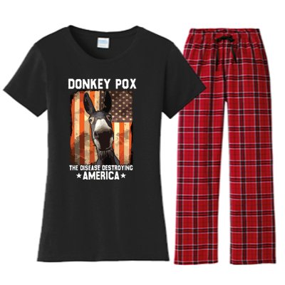 Donkey Pox The Disease Destroying America Donkeypox Funny Women's Flannel Pajama Set