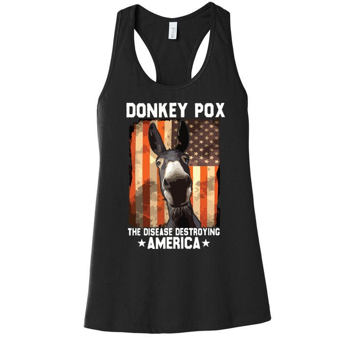 Donkey Pox The Disease Destroying America Donkeypox Funny Women's Racerback Tank