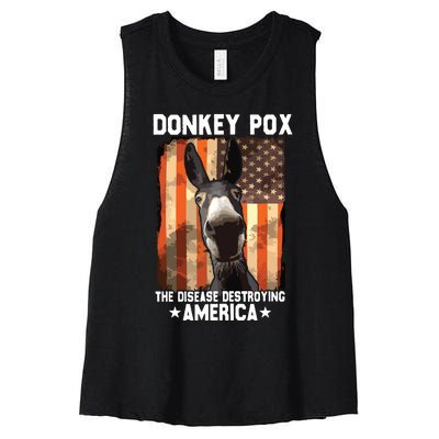 Donkey Pox The Disease Destroying America Donkeypox Funny Women's Racerback Cropped Tank