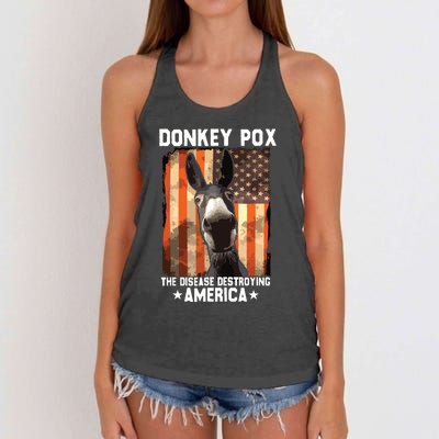 Donkey Pox The Disease Destroying America Donkeypox Funny Women's Knotted Racerback Tank