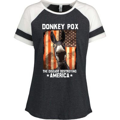 Donkey Pox The Disease Destroying America Donkeypox Funny Enza Ladies Jersey Colorblock Tee