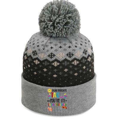 Dear Parents Tag You're It Love Teachers Summer The Baniff Cuffed Pom Beanie