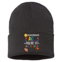 Dear Parents Tag You're It Love Teachers Summer Sustainable Knit Beanie