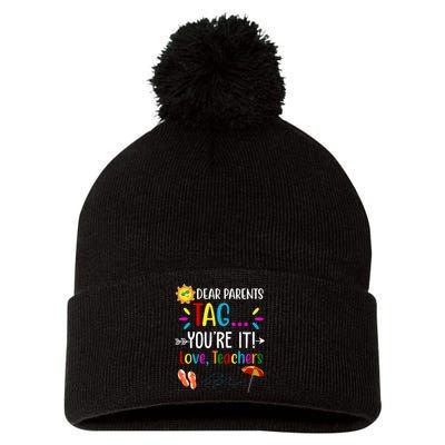 Dear Parents Tag You're It Love Teachers Summer Pom Pom 12in Knit Beanie