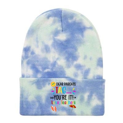 Dear Parents Tag You're It Love Teachers Summer Tie Dye 12in Knit Beanie