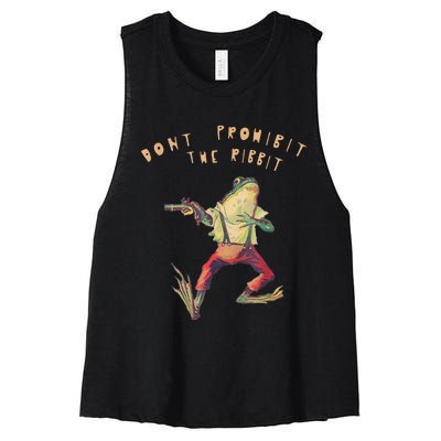 Don't Prohibit The Ribbit Frog Groovy Women's Racerback Cropped Tank