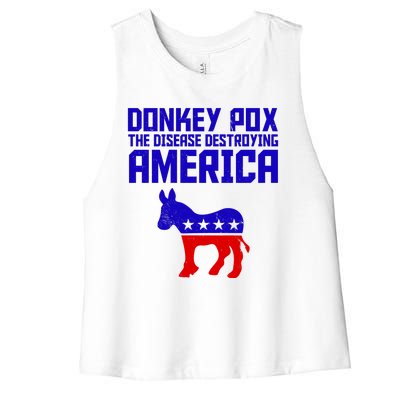 Donkey Pox The Disease Destroying America Anti Biden Women's Racerback Cropped Tank