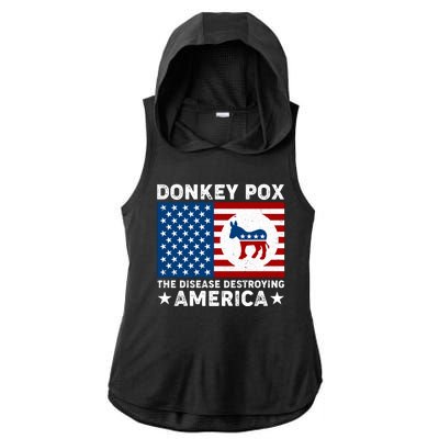 Donkey Pox The Disease Destroying America Ladies PosiCharge Tri-Blend Wicking Draft Hoodie Tank