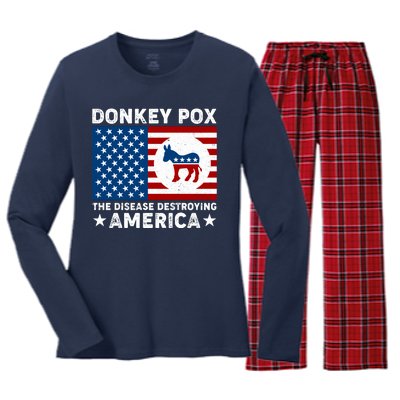 Donkey Pox The Disease Destroying America Women's Long Sleeve Flannel Pajama Set 