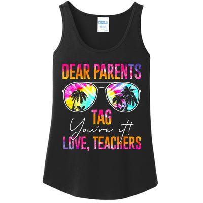 Dear Parents Tag Youre It Love Teachers Tie Dye Funny Gifts Ladies Essential Tank