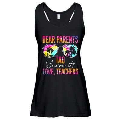 Dear Parents Tag Youre It Love Teachers Tie Dye Funny Gifts Ladies Essential Flowy Tank