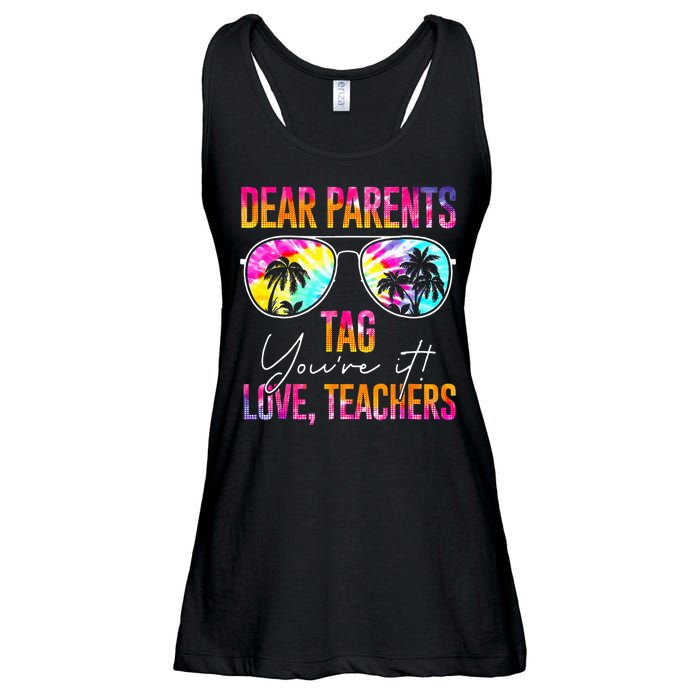 Dear Parents Tag Youre It Love Teachers Tie Dye Funny Gifts Ladies Essential Flowy Tank