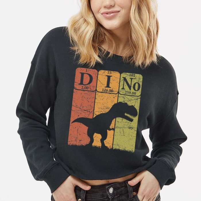 Dinosaur Periodic Table Elements T Rex Dino Paleontologist Cropped Pullover Crew
