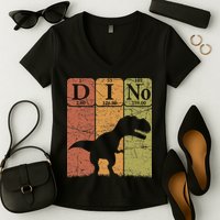 Dinosaur Periodic Table Elements T Rex Dino Paleontologist Women's V-Neck T-Shirt