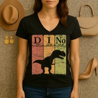 Dinosaur Periodic Table Elements T Rex Dino Paleontologist Women's V-Neck T-Shirt