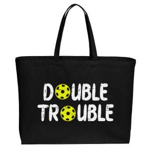 Double Pickleball Trouble Pickle Ball Matching Cotton Canvas Jumbo Tote