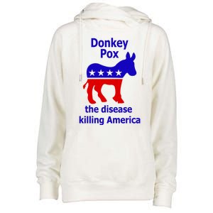 Donkey Pox The Disease Killing America Anti Liberal Womens Funnel Neck Pullover Hood