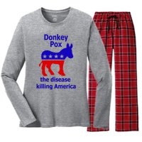 Donkey Pox The Disease Killing America Anti Liberal Women's Long Sleeve Flannel Pajama Set 