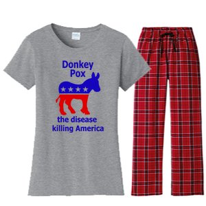 Donkey Pox The Disease Killing America Anti Liberal Women's Flannel Pajama Set