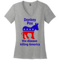 Donkey Pox The Disease Killing America Anti Liberal Women's V-Neck T-Shirt