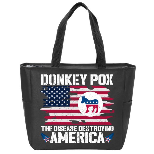 Donkey Pox The Disease Destroying America Funny Anti Biden Zip Tote Bag