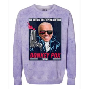 Donkey Pox The Disease Destroying America Funny Biden Meme Colorblast Crewneck Sweatshirt