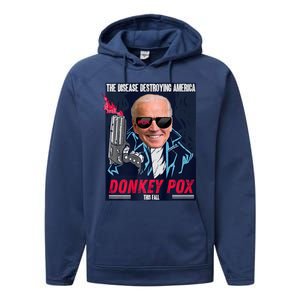 Donkey Pox The Disease Destroying America Funny Biden Meme Performance Fleece Hoodie