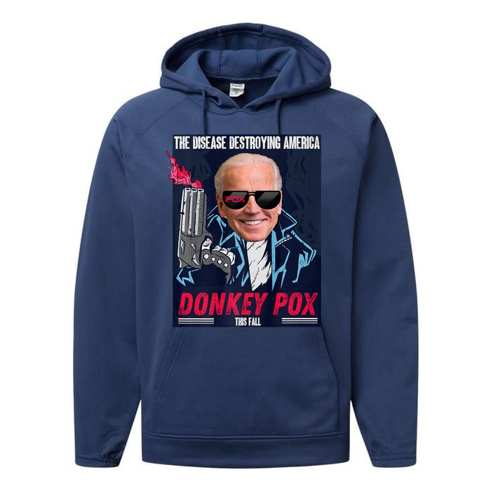 Donkey Pox The Disease Destroying America Funny Biden Meme Performance Fleece Hoodie