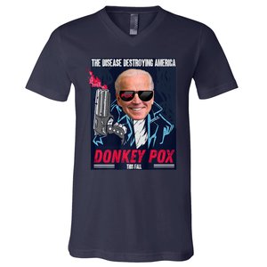 Donkey Pox The Disease Destroying America Funny Biden Meme V-Neck T-Shirt