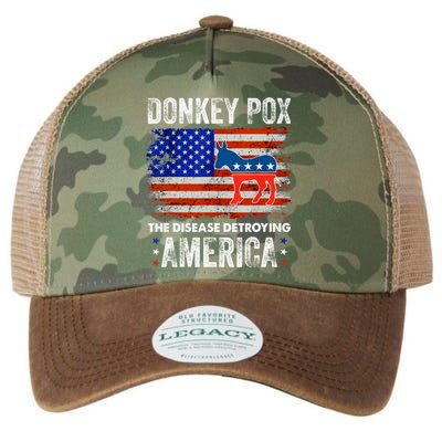 Donkey Pox The Disease Destroying America USA Flag Funny Legacy Tie Dye Trucker Hat