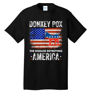 Donkey Pox The Disease Destroying America USA Flag Funny Tall T-Shirt