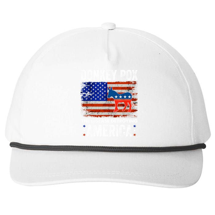 Donkey Pox The Disease Destroying America USA Flag Funny Snapback Five-Panel Rope Hat