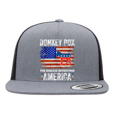 Donkey Pox The Disease Destroying America USA Flag Funny Flat Bill Trucker Hat