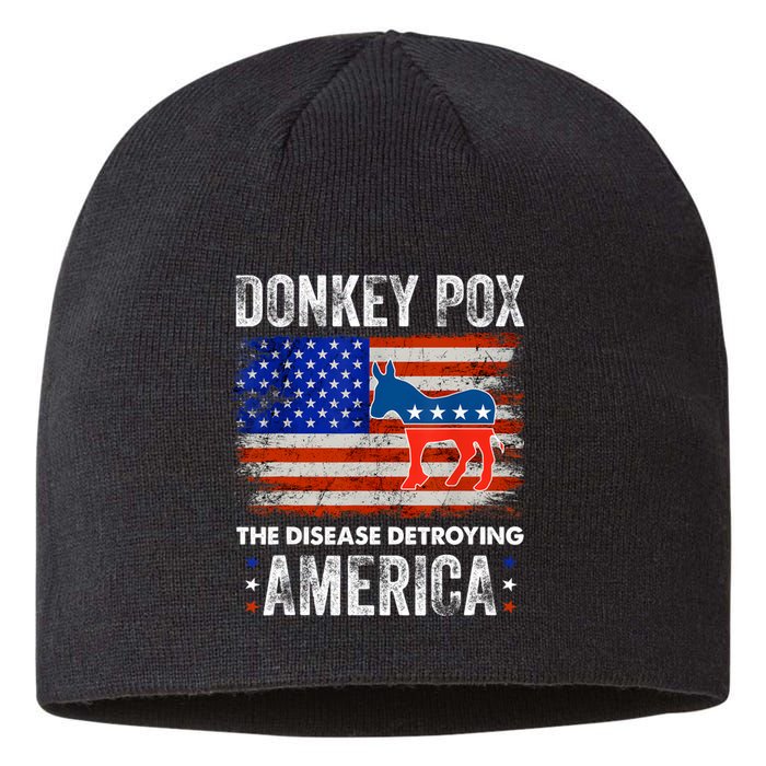 Donkey Pox The Disease Destroying America USA Flag Funny Sustainable Beanie