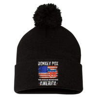 Donkey Pox The Disease Destroying America USA Flag Funny Pom Pom 12in Knit Beanie