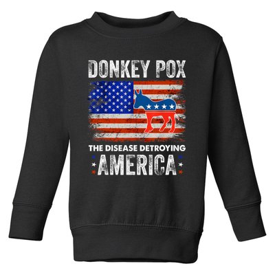 Donkey Pox The Disease Destroying America USA Flag Funny Toddler Sweatshirt