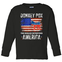 Donkey Pox The Disease Destroying America USA Flag Funny Toddler Long Sleeve Shirt