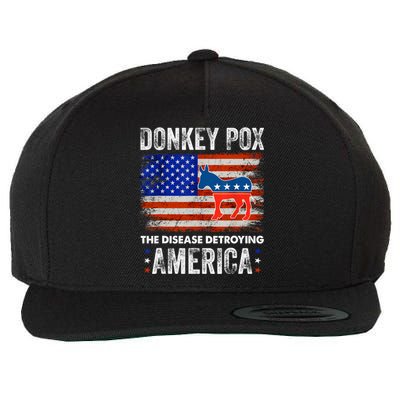 Donkey Pox The Disease Destroying America USA Flag Funny Wool Snapback Cap