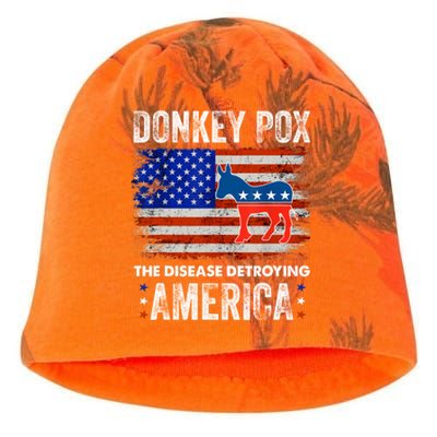 Donkey Pox The Disease Destroying America USA Flag Funny Kati - Camo Knit Beanie