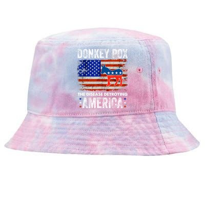 Donkey Pox The Disease Destroying America USA Flag Funny Tie-Dyed Bucket Hat