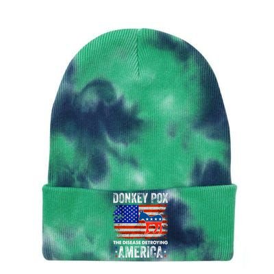 Donkey Pox The Disease Destroying America USA Flag Funny Tie Dye 12in Knit Beanie