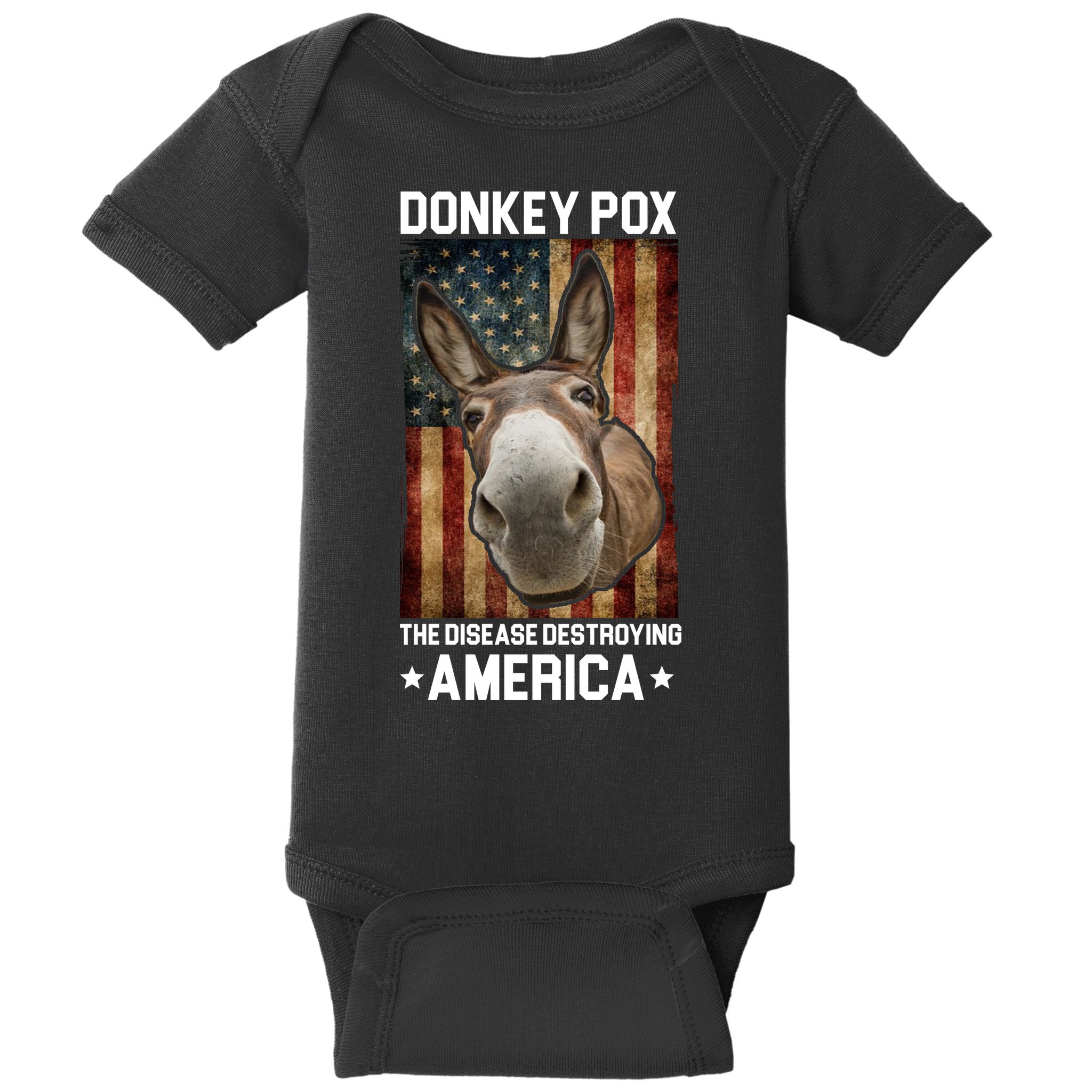 Donkey Pox The Disease Destroying America Funny Baby Bodysuit