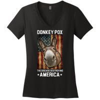 Donkey Pox The Disease Destroying America Funny Women's V-Neck T-Shirt