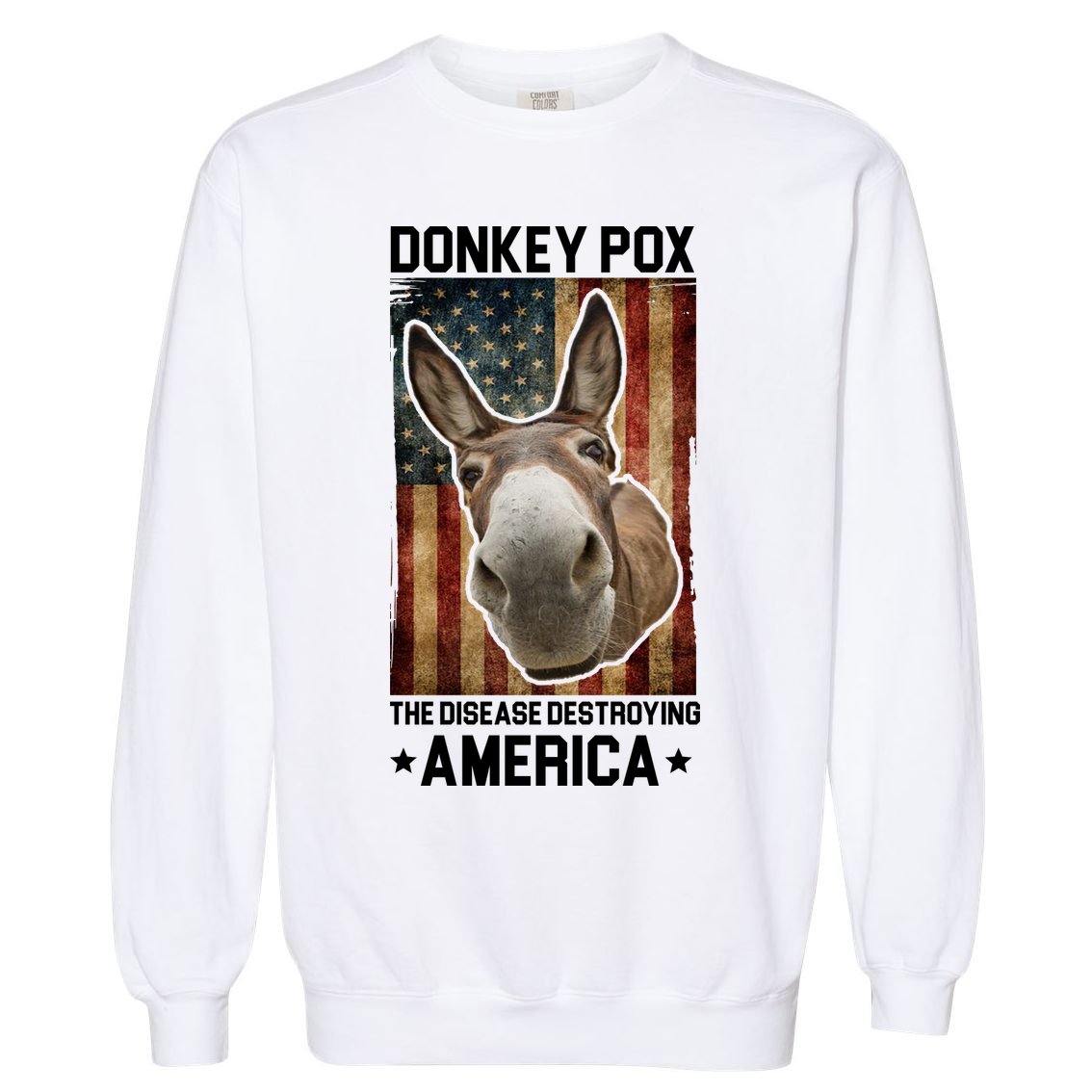 Donkey Pox The Disease Destroying America Funny Garment-Dyed Sweatshirt
