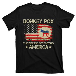 Donkey Pox The Disease Destroying America USA Flag Funny T-Shirt