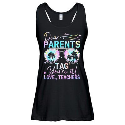 Dear Parents Tag Youre It Love Teachers Tie Dye Funny Gifts Ladies Essential Flowy Tank